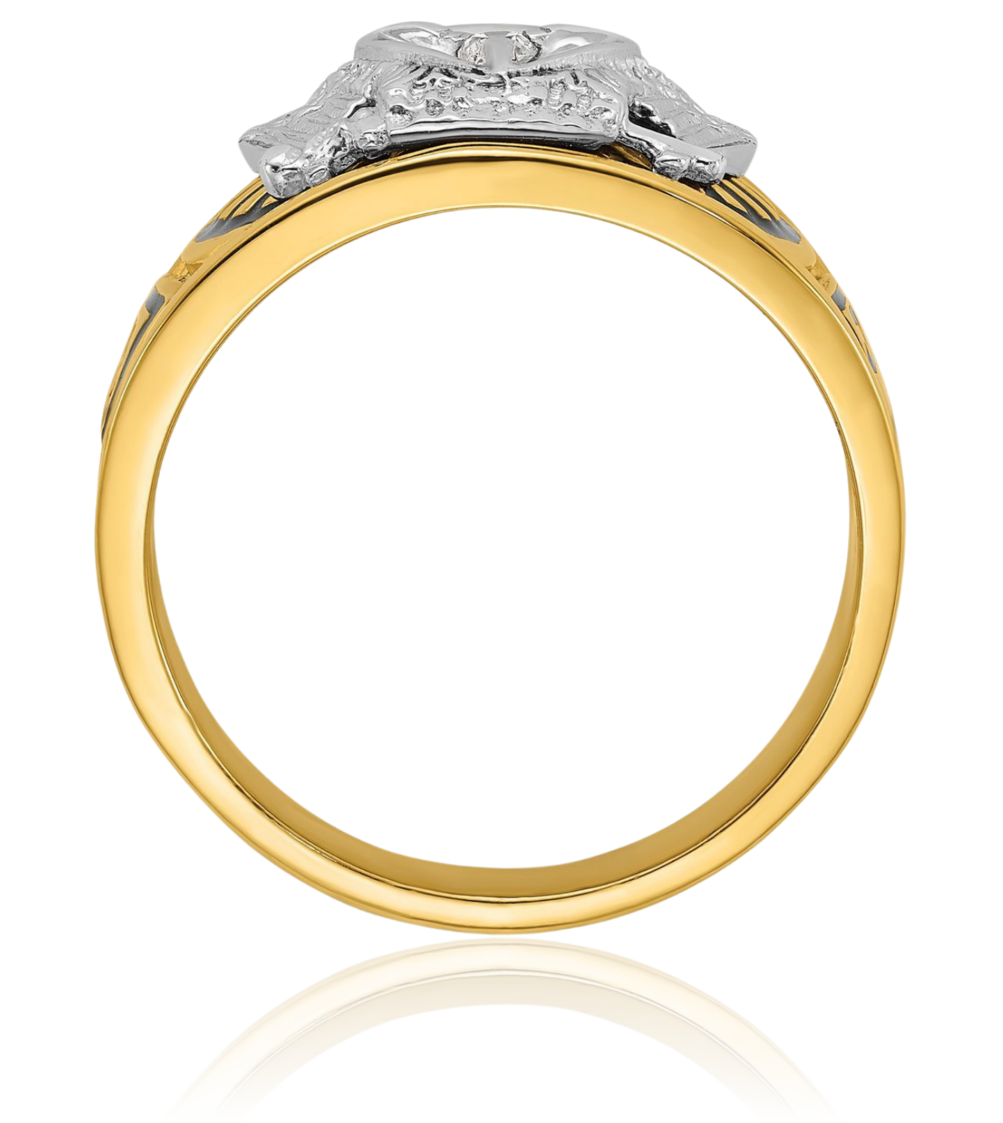 10K Solid Two Tone Gold Mens Black Diamond 32nd Degree Scottish Rite Masonic ... - Picture 7 of 100