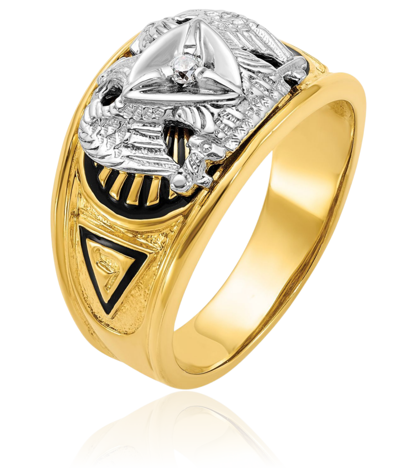 10K Solid Two Tone Gold Mens Black Diamond 32nd Degree Scottish Rite Masonic ... - Picture 11 of 100