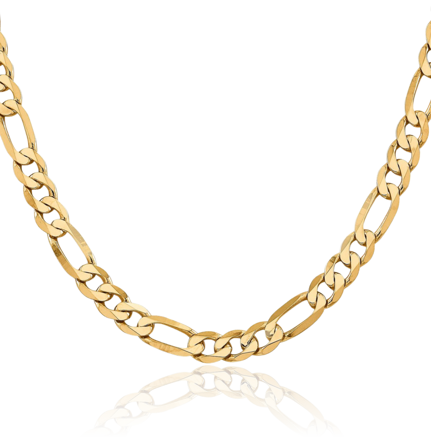 10K Solid Yellow Gold 7.5mm Chunky Flat Figaro Chain Necklace 20 inch Polished