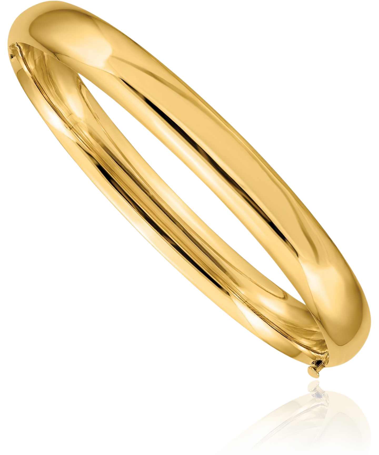 10K Solid Yellow Gold 7.90mm Hinged Bangle Bracelet