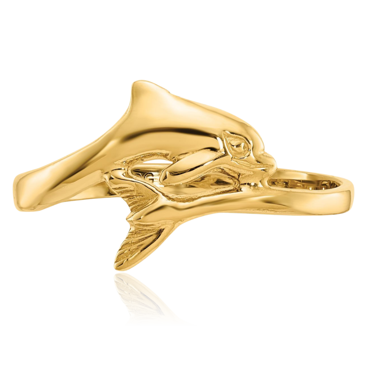 10K Solid Yellow Gold Dolphin Ring - Picture 16 of 90