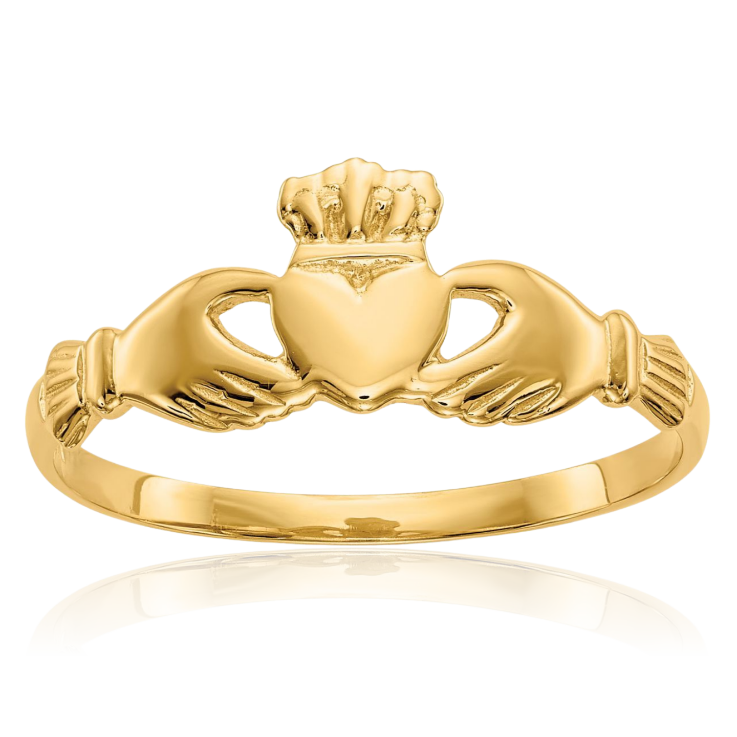 10K Solid Yellow Gold 5mm Classic Heart Celtic Claddagh Band Ring Polished