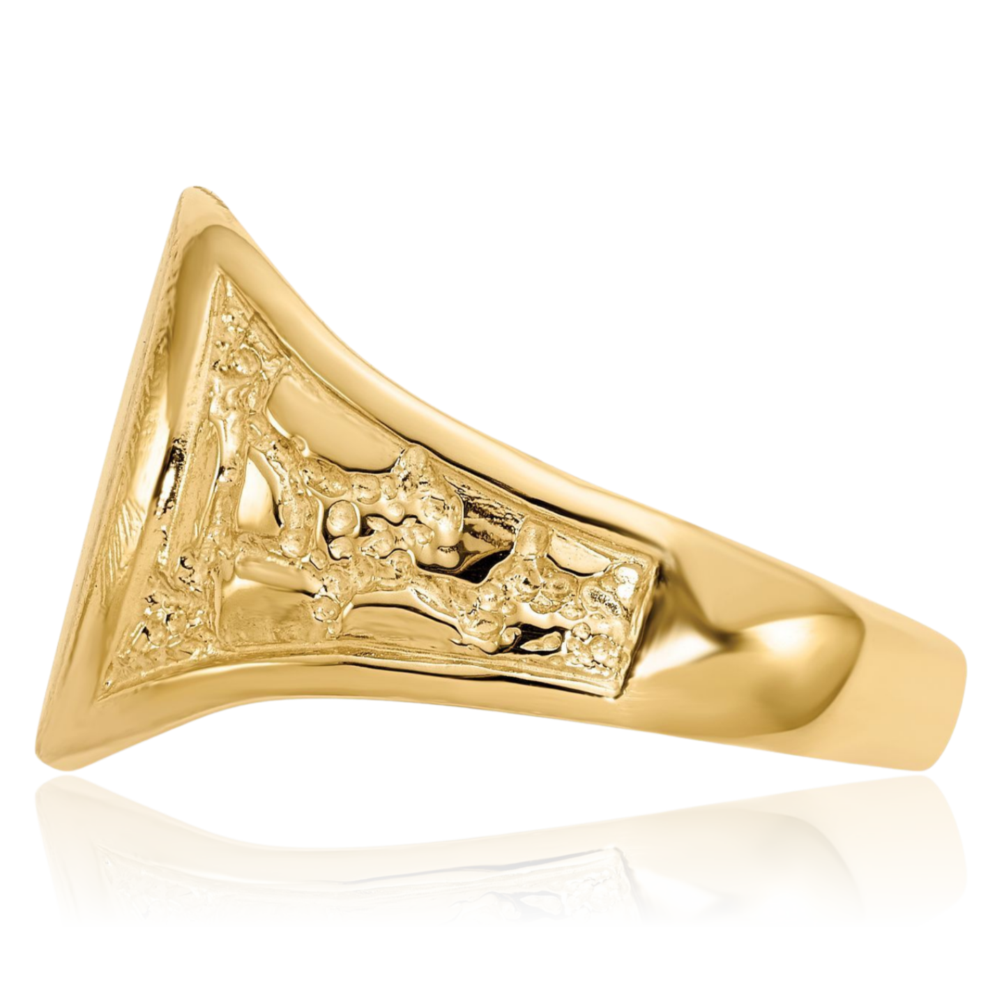 10K Solid Yellow Gold Mens Custom Engraved Signet Ring - Picture 17 of 100