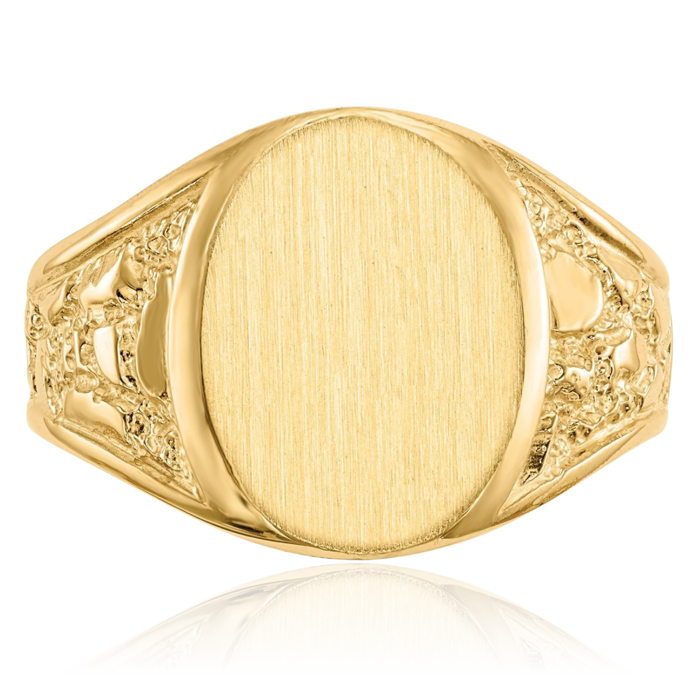 10K Solid Yellow Gold Mens Custom Engraved Signet Ring - Picture 18 of 100