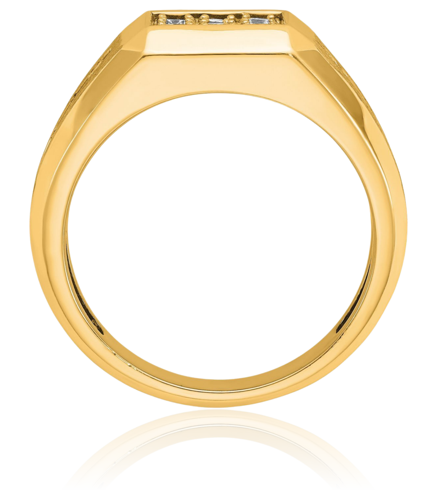 10K Solid Yellow Gold Mens Diamond Square Statement Ring | eBay