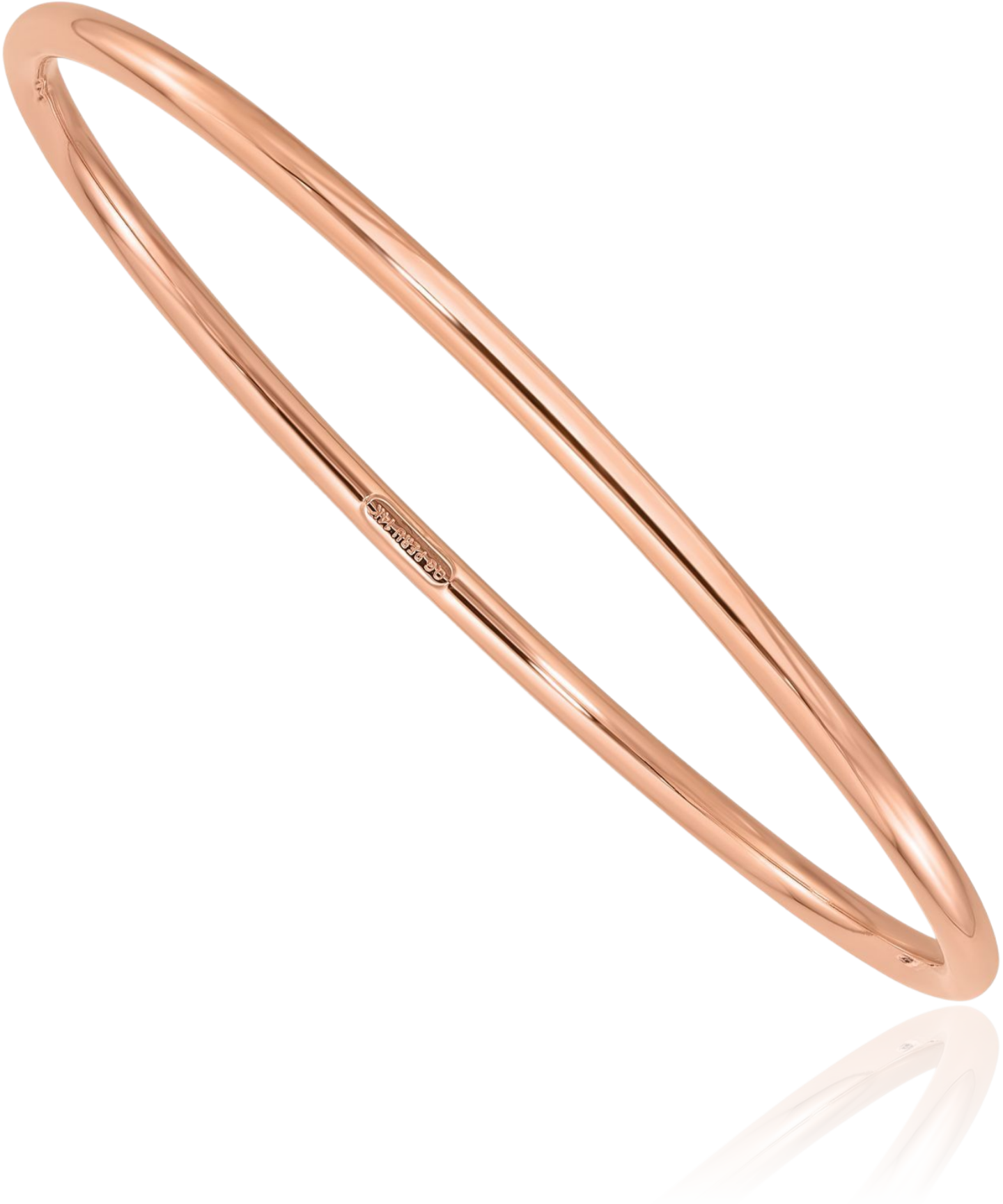 14K Solid Rose Gold 3mm Slip On Bangle Bracelet - Picture 6 of 10