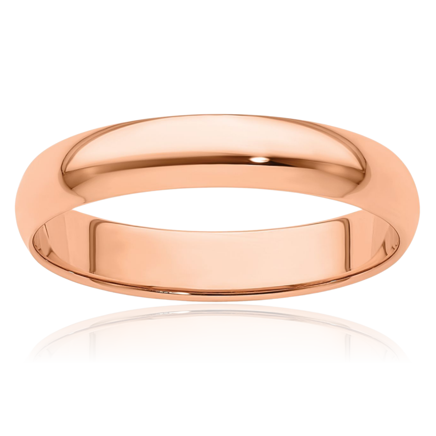 14K Solid Rose Gold 4mm Half Round Classic Wedding Ring - Picture 11 of 220