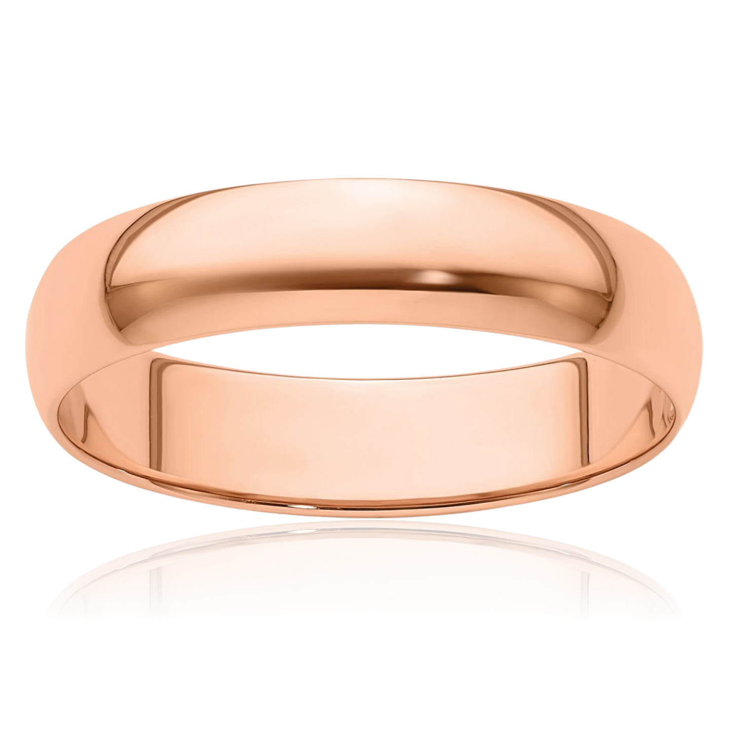 14K Solid Rose Gold 5mm Half Round Classic Wedding Ring - Picture 21 of 220