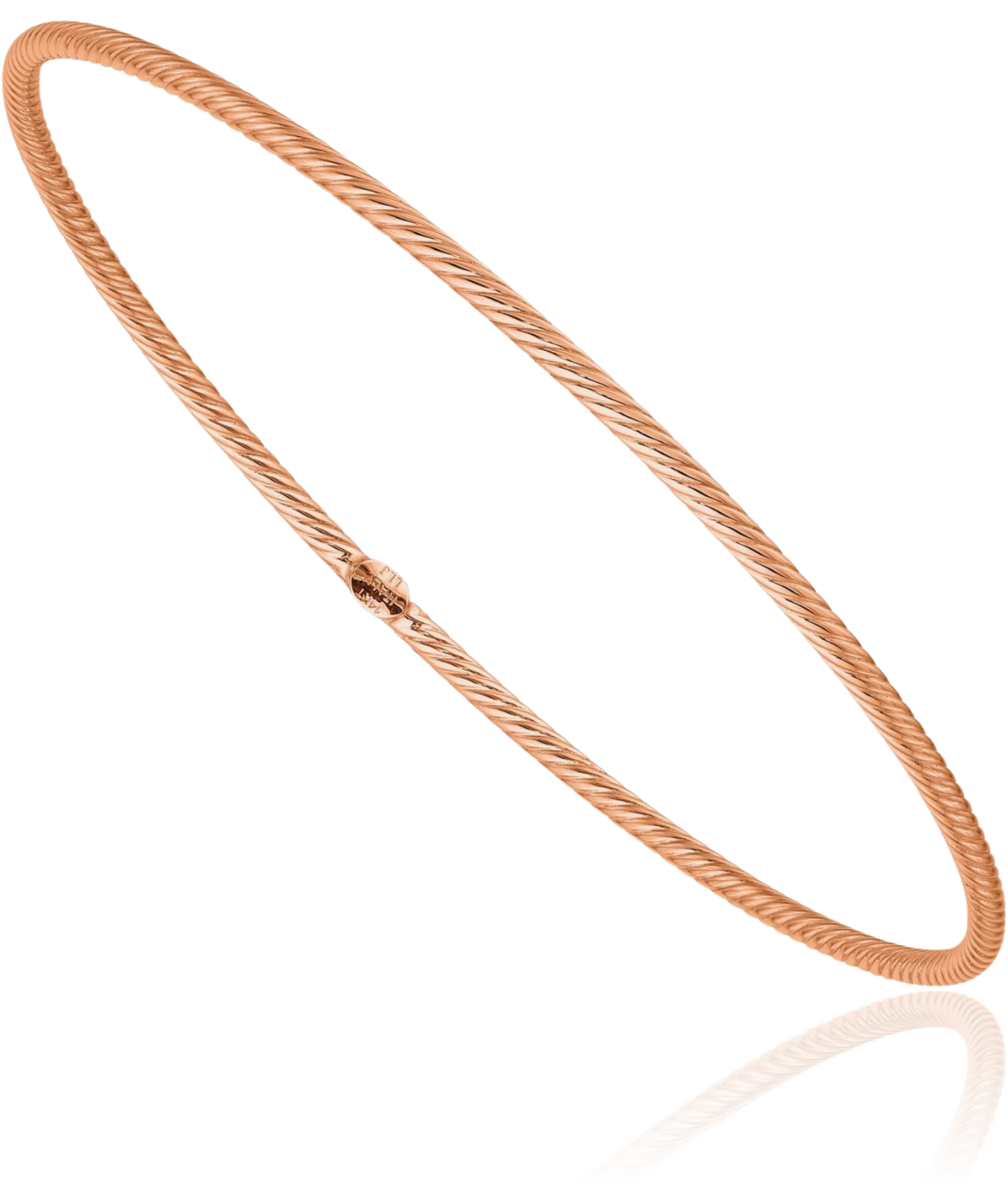 14K Solid Rose Gold Slip On Bangle Bracelet - Picture 5 of 8