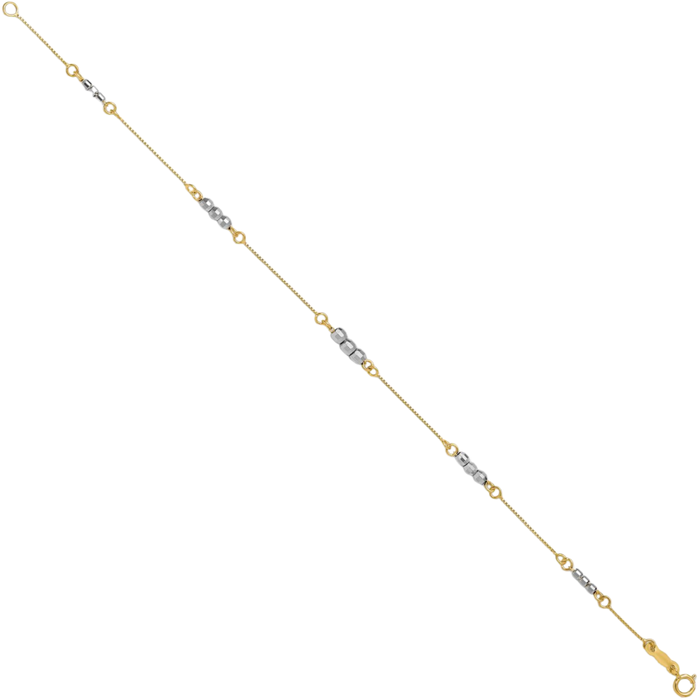 14K Solid Two Tone Gold Ball Chain Bracelet - Picture 6 of 8