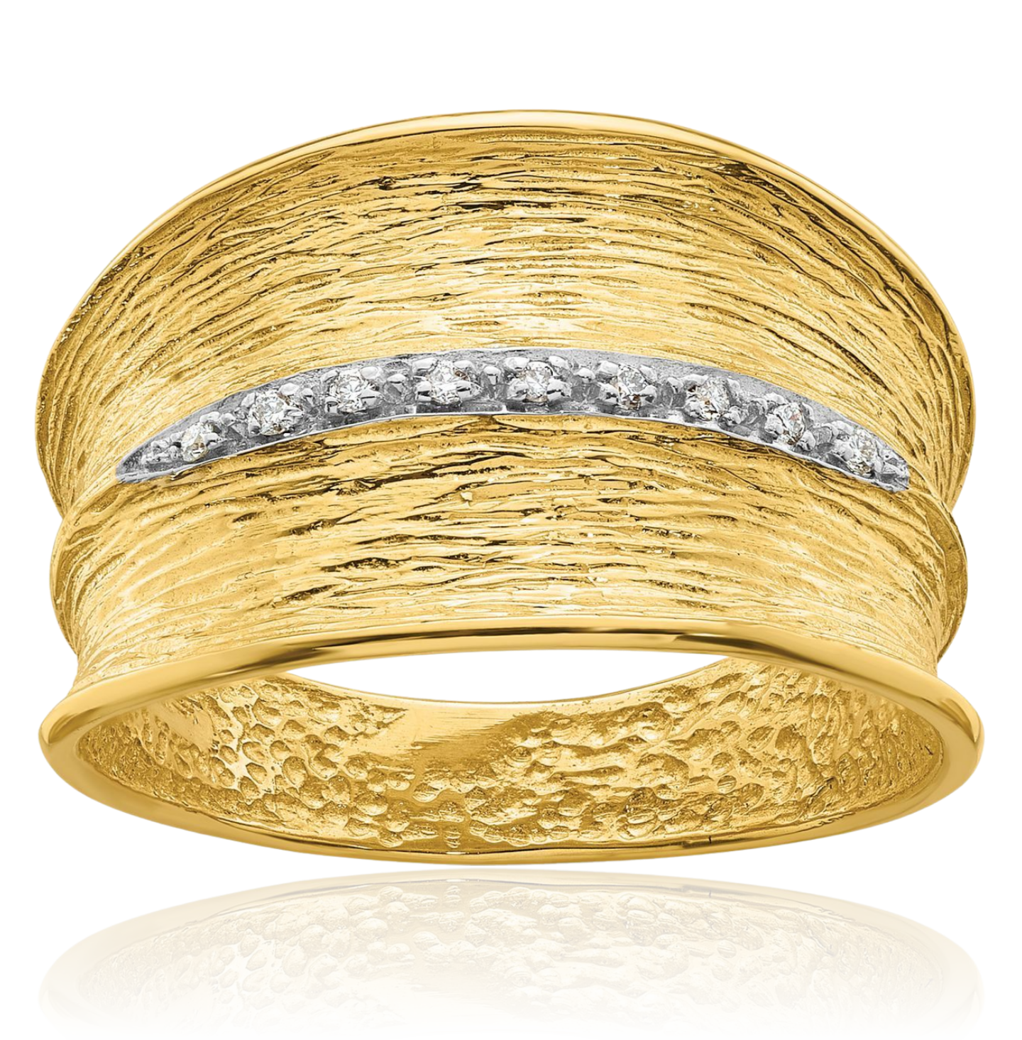 14K Solid Two Tone Gold Diamond Ring - Picture 4 of 91