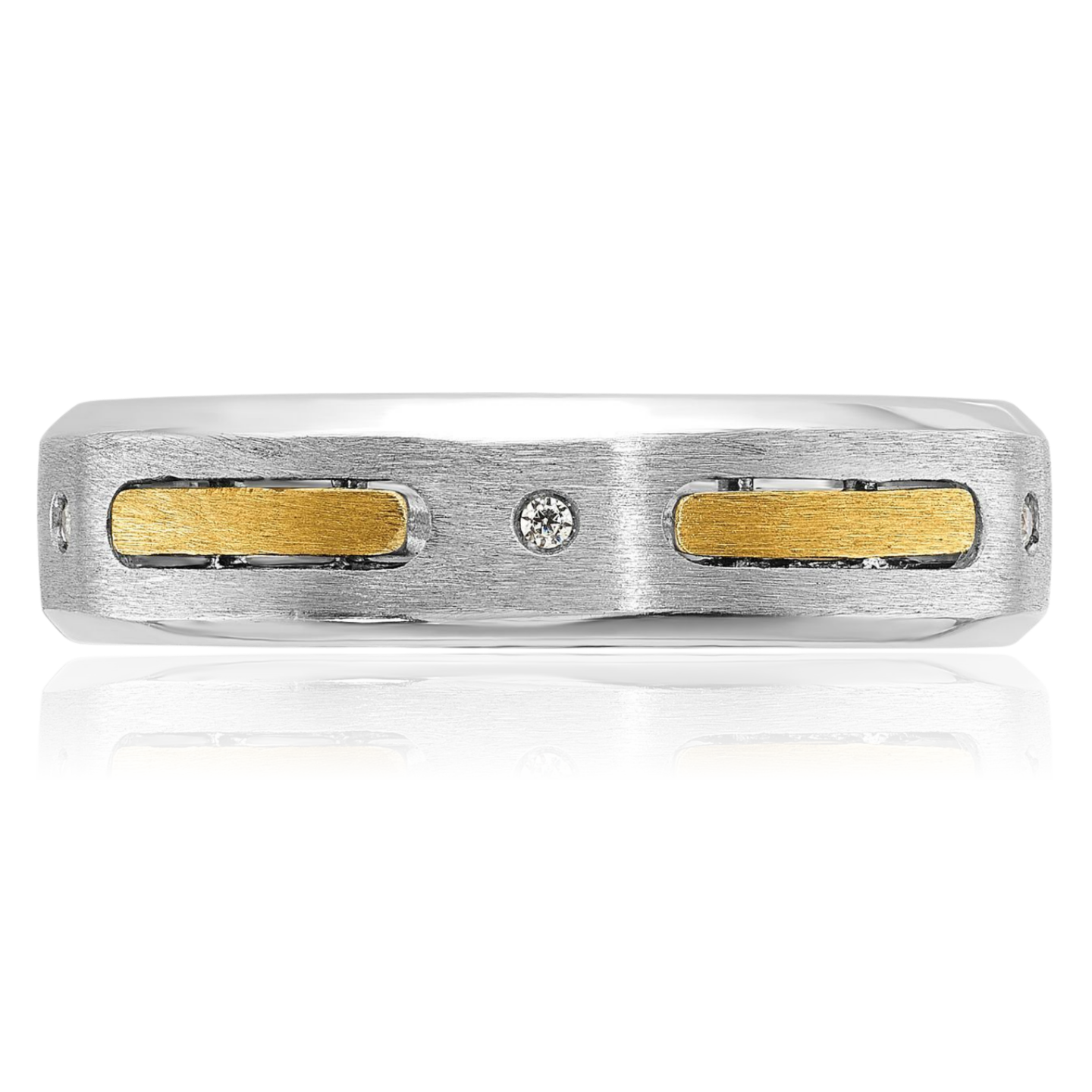 14K Solid Two Tone Gold Mens Diamond Ring - Picture 18 of 110