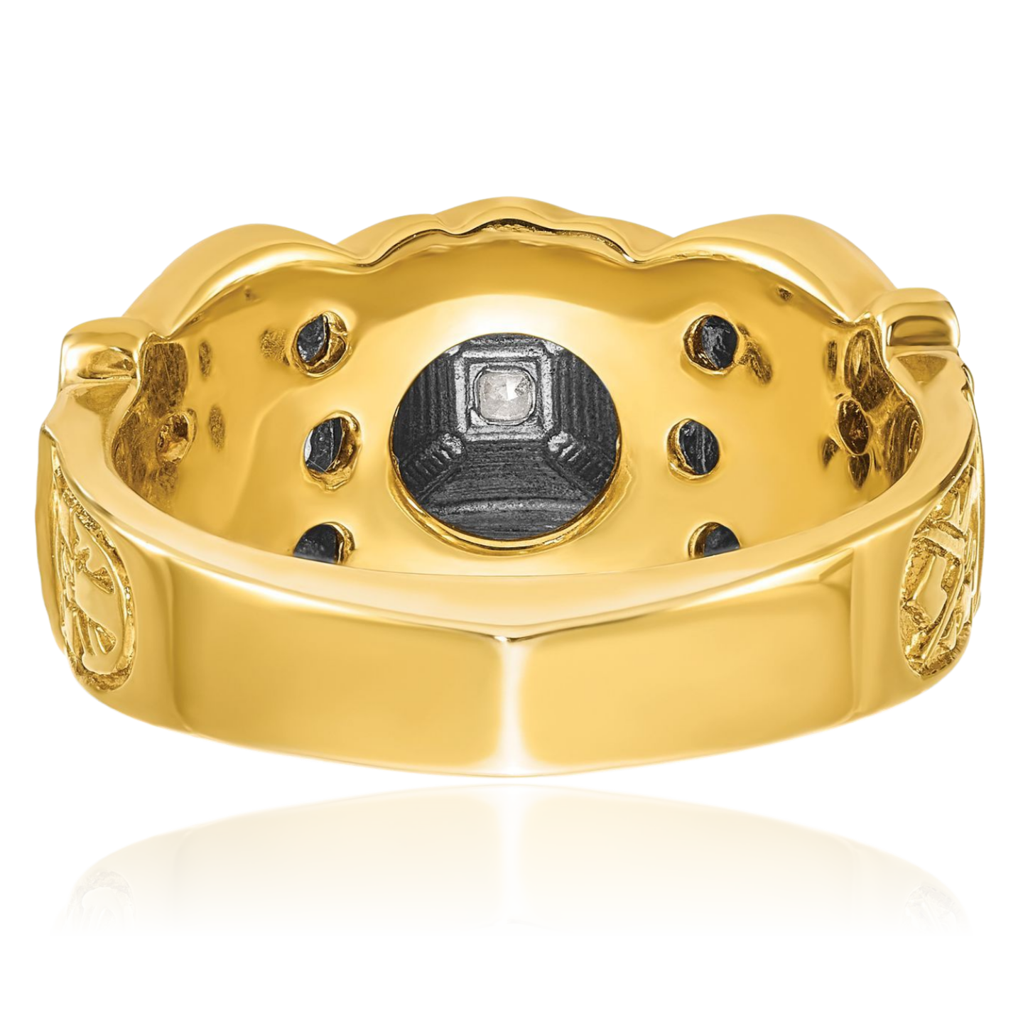 14K Solid Two Tone Gold Mens Multi-color Diamond Masonic Shriners Ring - Picture 33 of 112