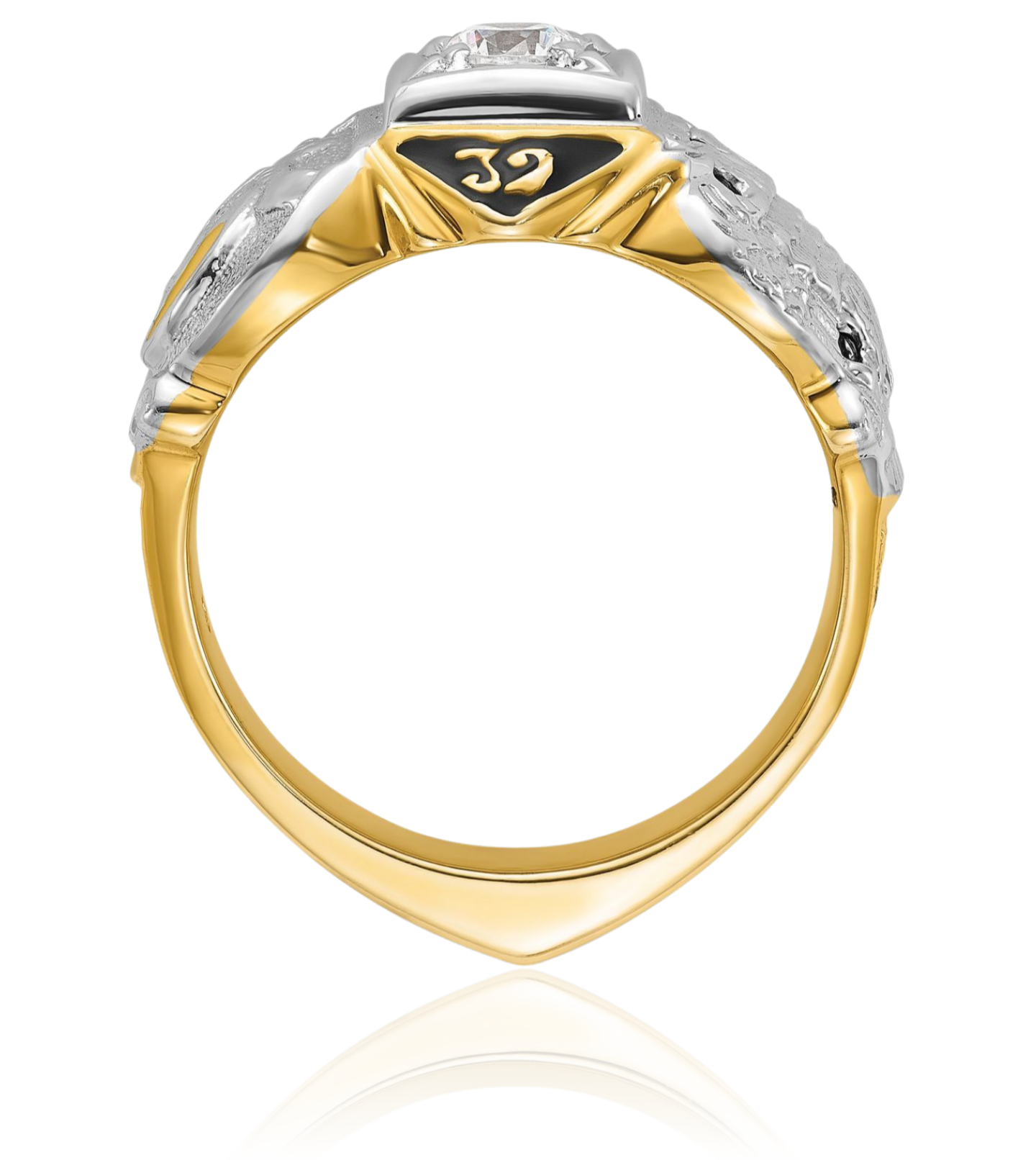 14K Solid Two Tone Gold Mens Multi-color Diamond Masonic Shriners Ring - Picture 30 of 112