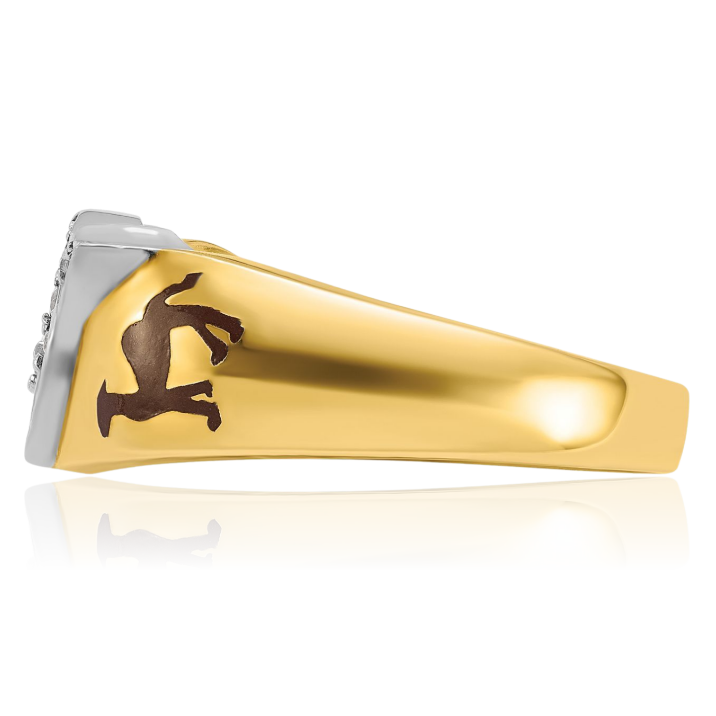 14K Solid Two Tone Gold Mens Multi-color Diamond Masonic Shriners Ring - Picture 9 of 101