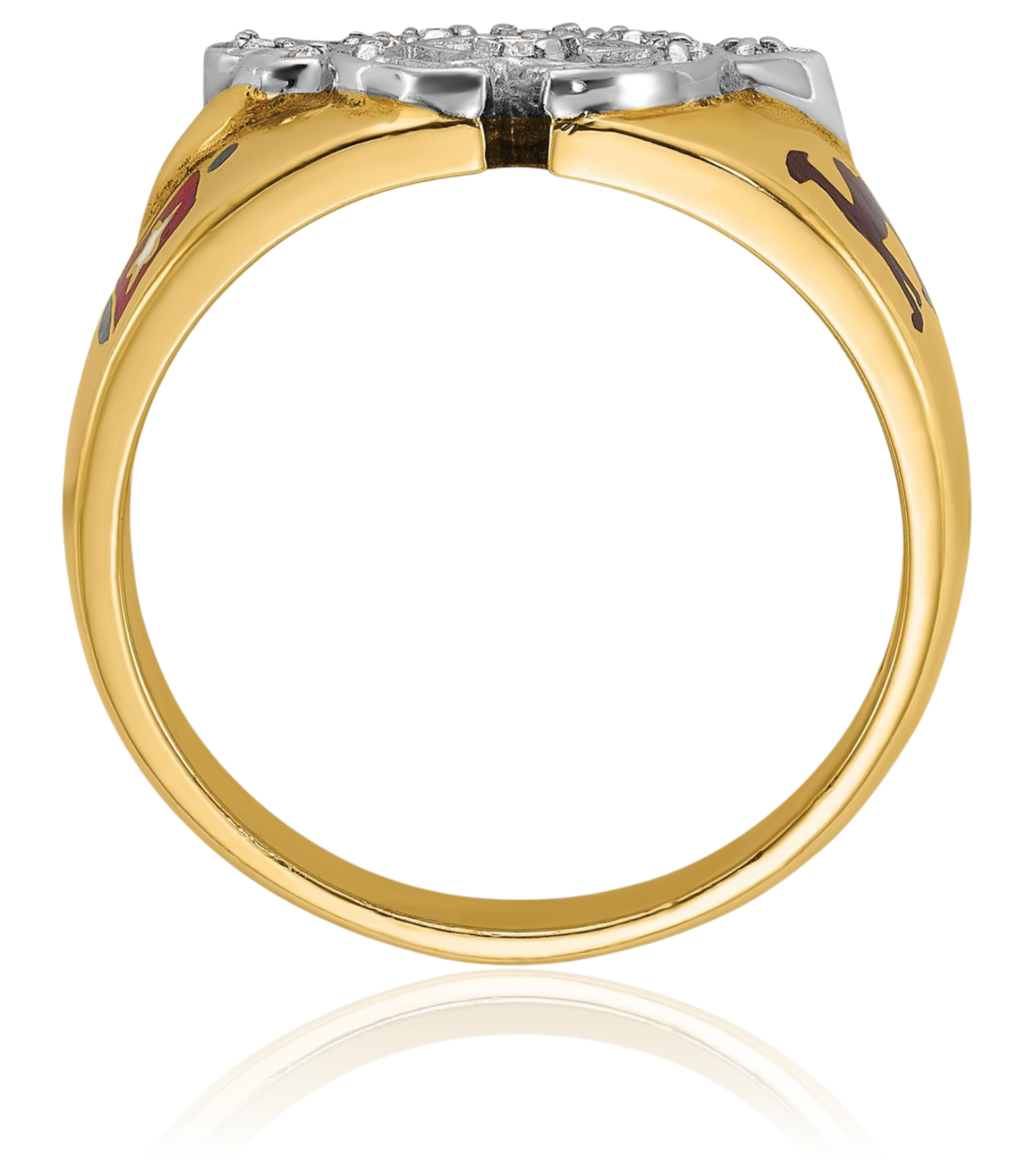 14K Solid Two Tone Gold Mens Multi-color Diamond Masonic Shriners Ring - Picture 8 of 101