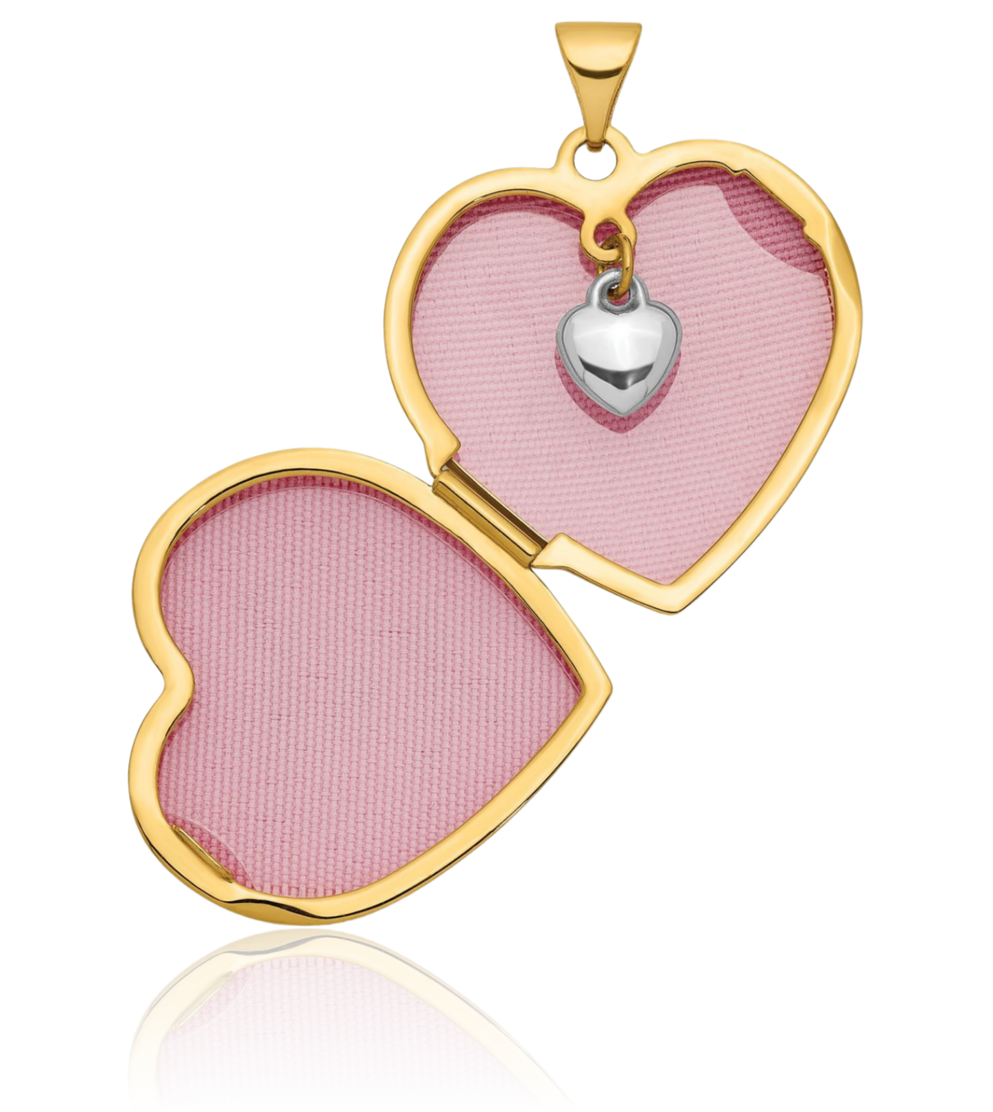 14K Solid Two Tone Gold Rose Pink White Diamond Always My Heart Photo Locket ... - Picture 8 of 11
