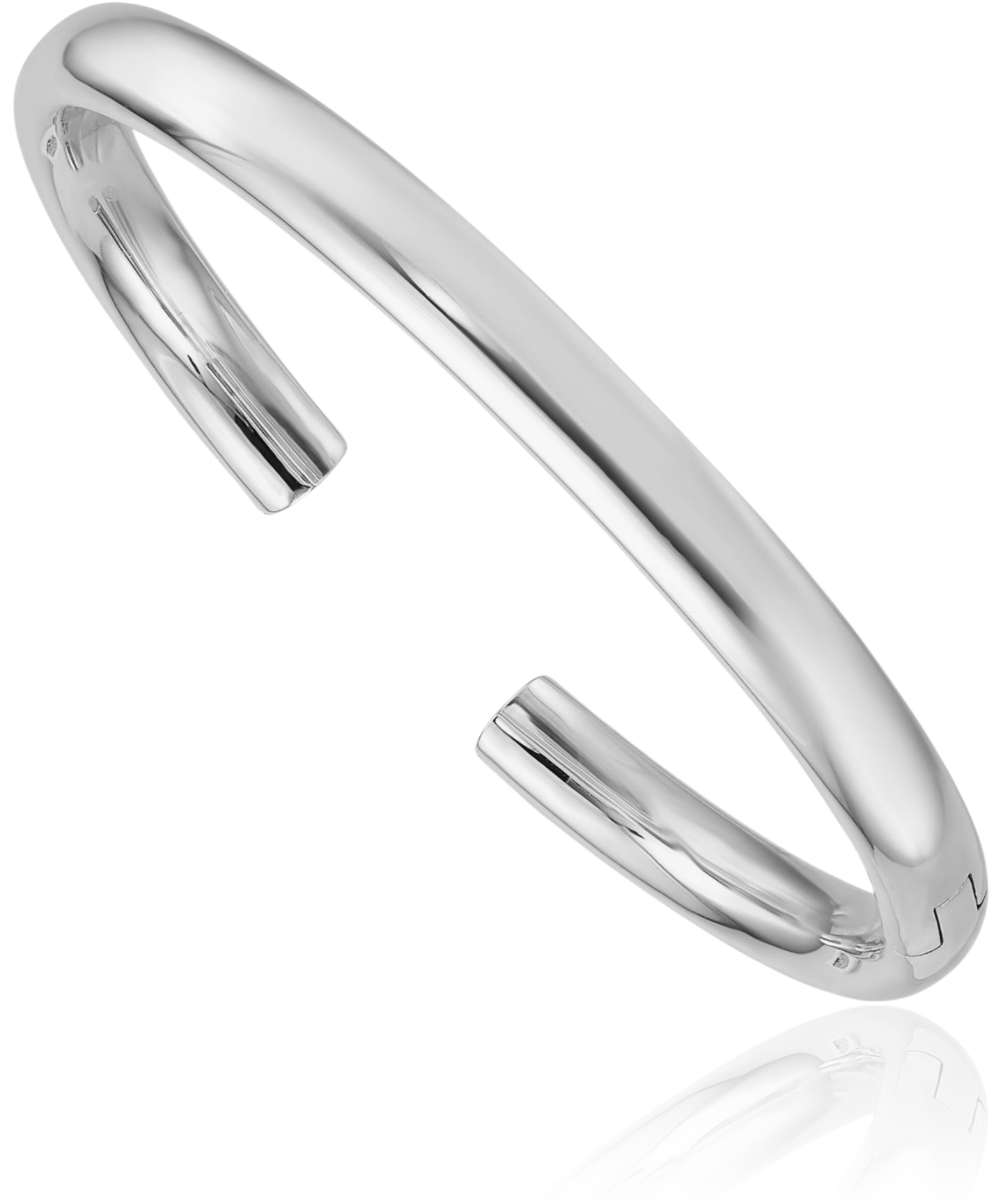 14K Solid White Gold 6mm Cuff Bracelet - Picture 2 of 5