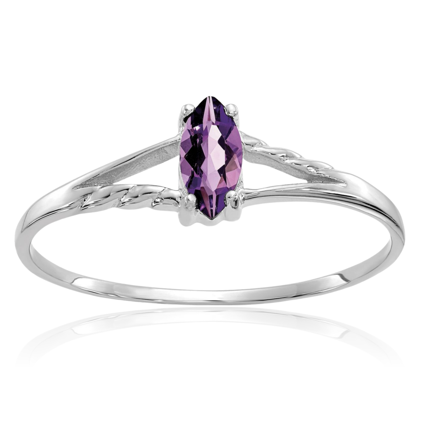 14K Solid White Gold Amethyst Ring - Picture 21 of 92