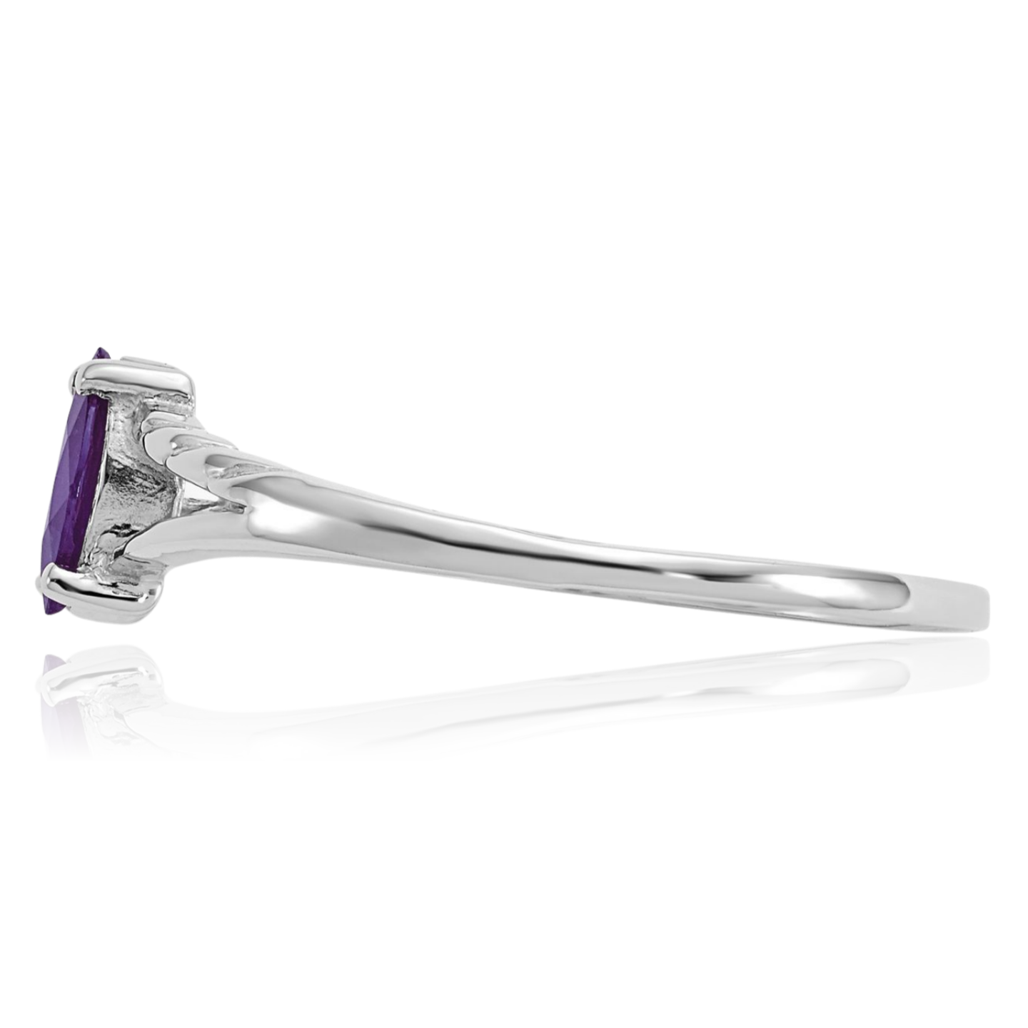 14K Solid White Gold Amethyst Ring - Picture 26 of 92