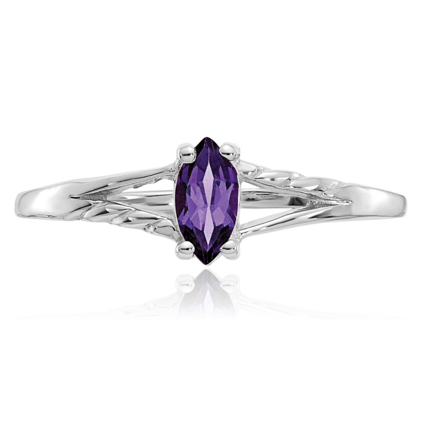 14K Solid White Gold Amethyst Ring - Picture 27 of 92