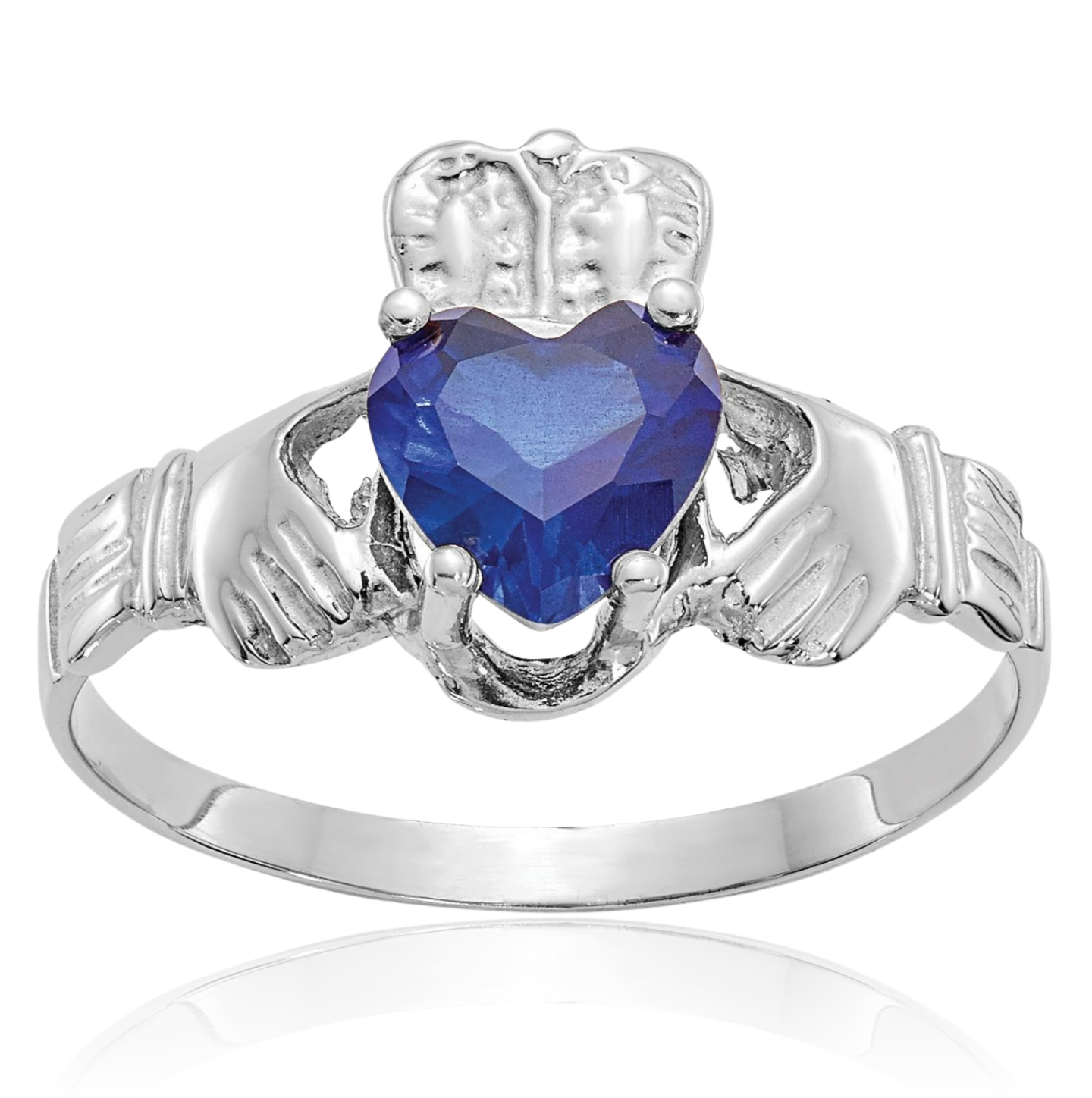 14K Solid White Gold CZ Heart Celtic Ring - Picture 3 of 101