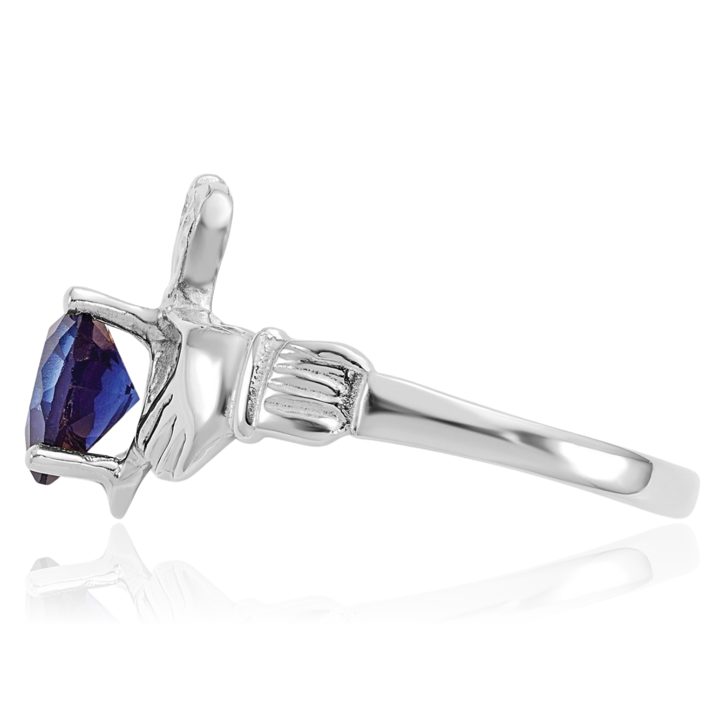 14K Solid White Gold CZ Heart Celtic Ring - Picture 11 of 101