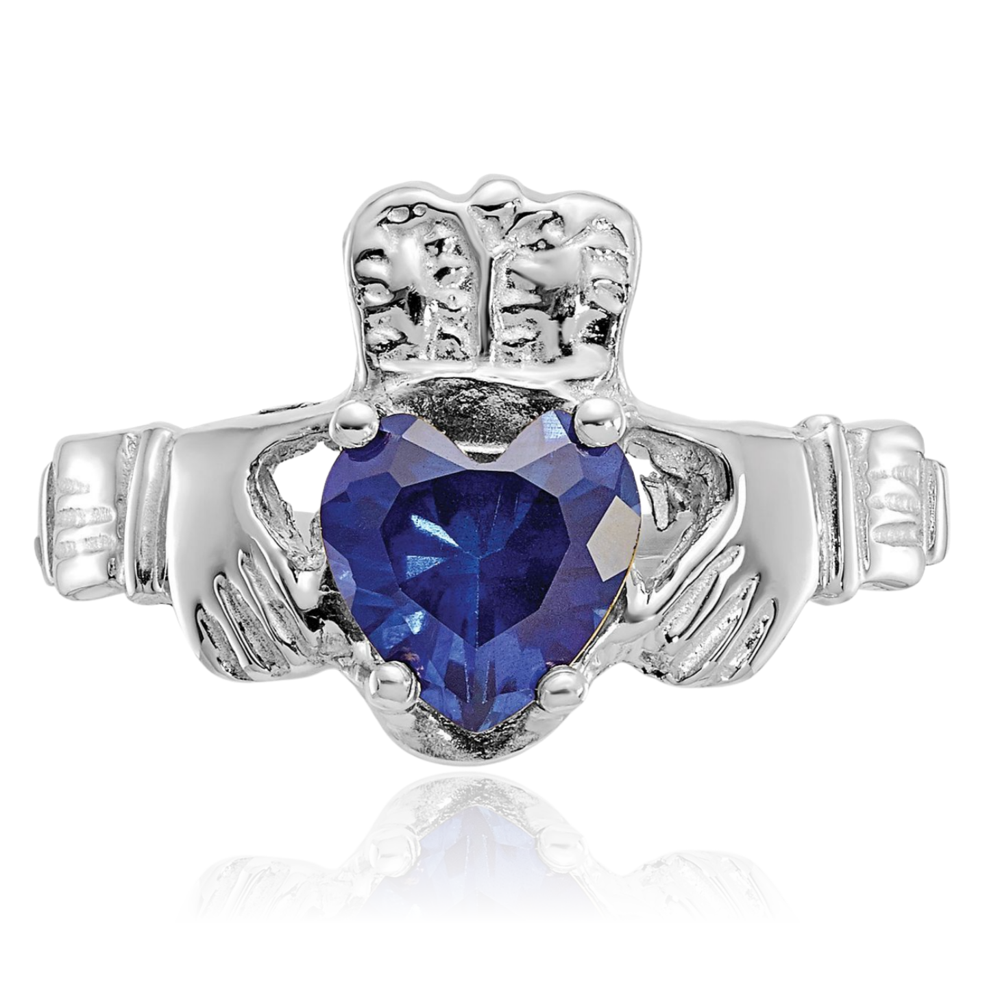 14K Solid White Gold CZ Heart Celtic Ring - Picture 12 of 101