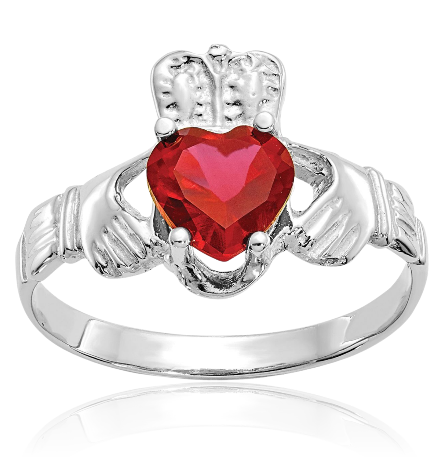 14K Solid White Gold CZ Heart Celtic Ring - Picture 15 of 62