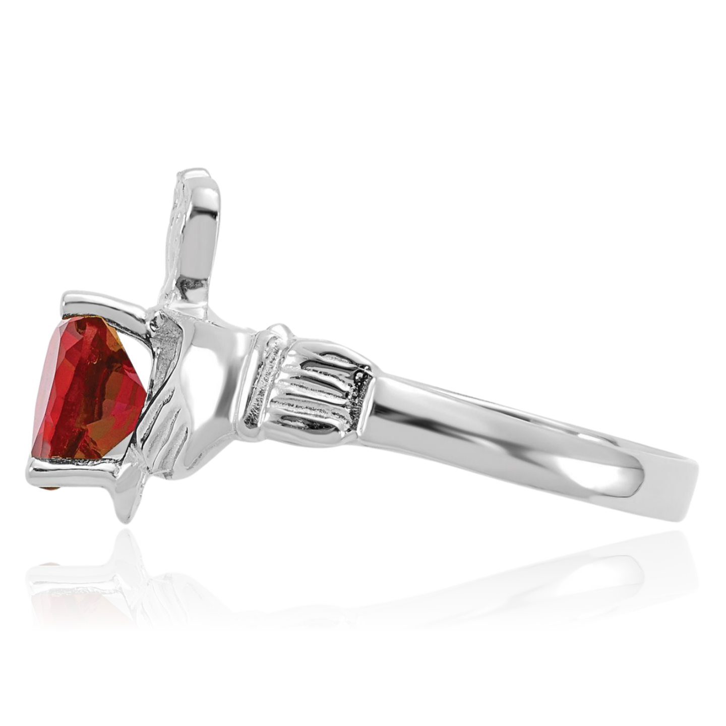 14K Solid White Gold CZ Heart Celtic Ring - Picture 17 of 62