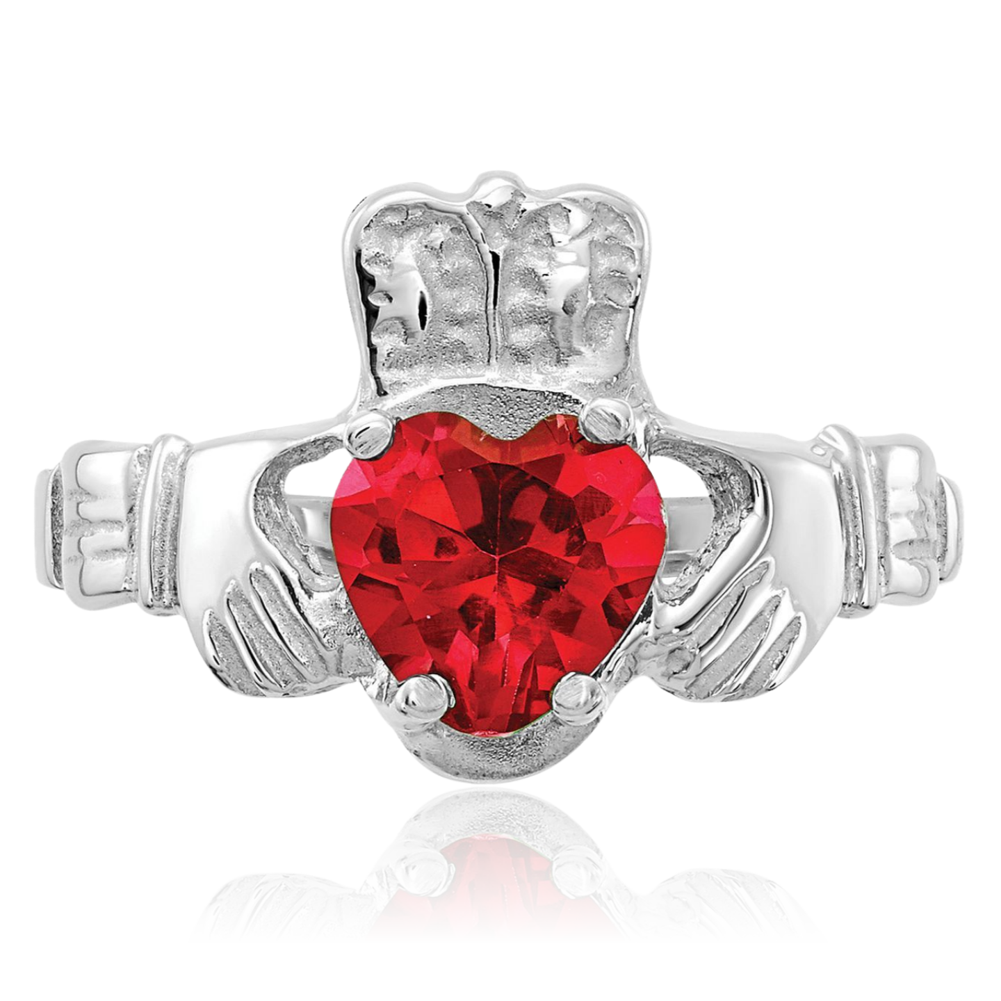 14K Solid White Gold CZ Heart Celtic Ring - Picture 18 of 62