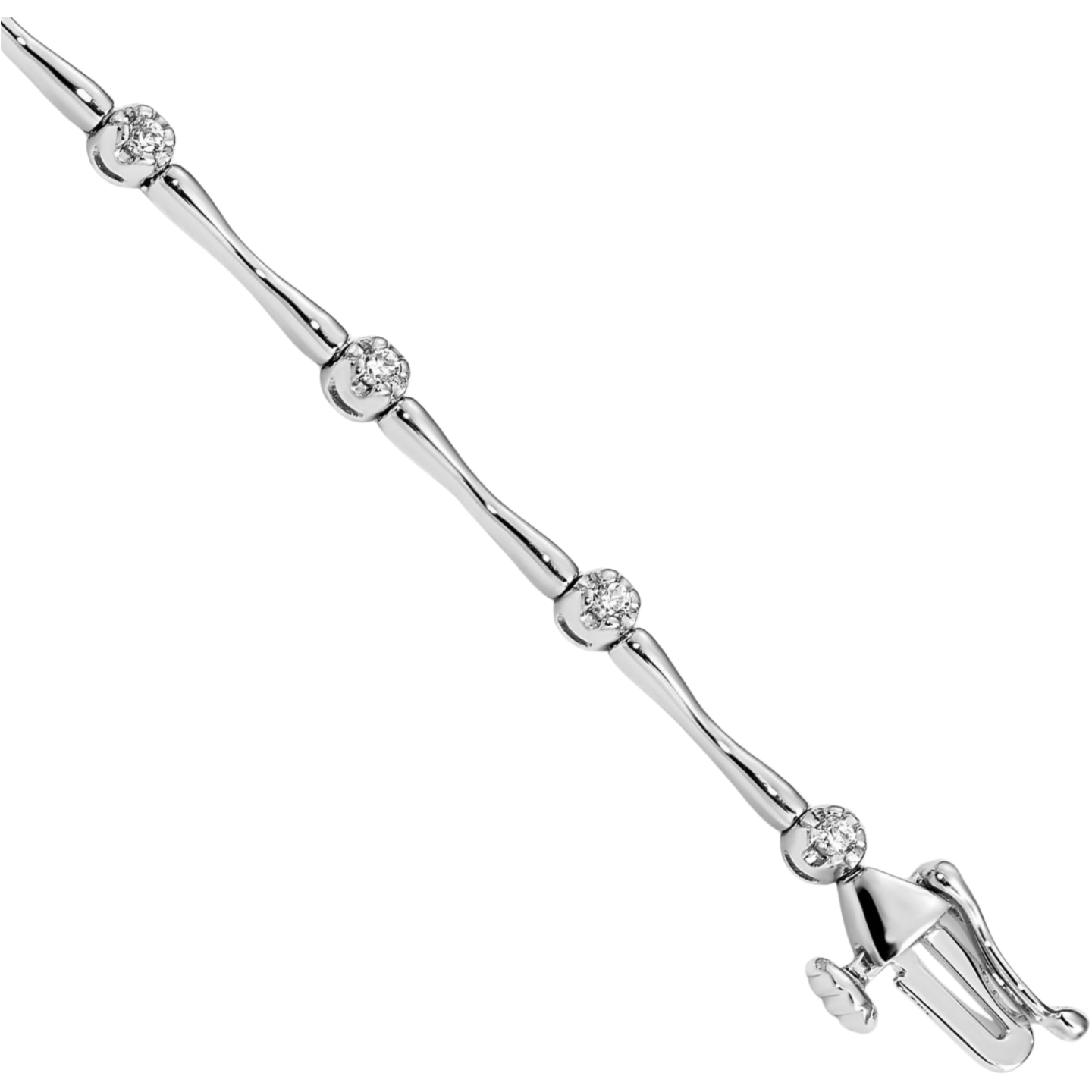 14K Solid White Gold Diamond Tennis Bracelet - Picture 6 of 9