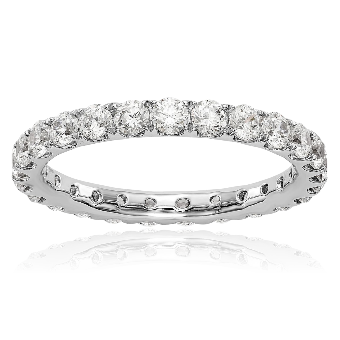 Lab Created 14K Solid White Gold 1.50 ct Diamond Anniversary Eternity Band Ring