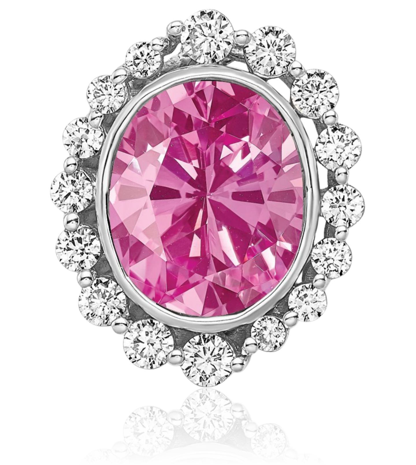 Lab Created 14K Solid White Gold 2.50 ct Pink Sapphire Diamond Solitaire Small main product image
