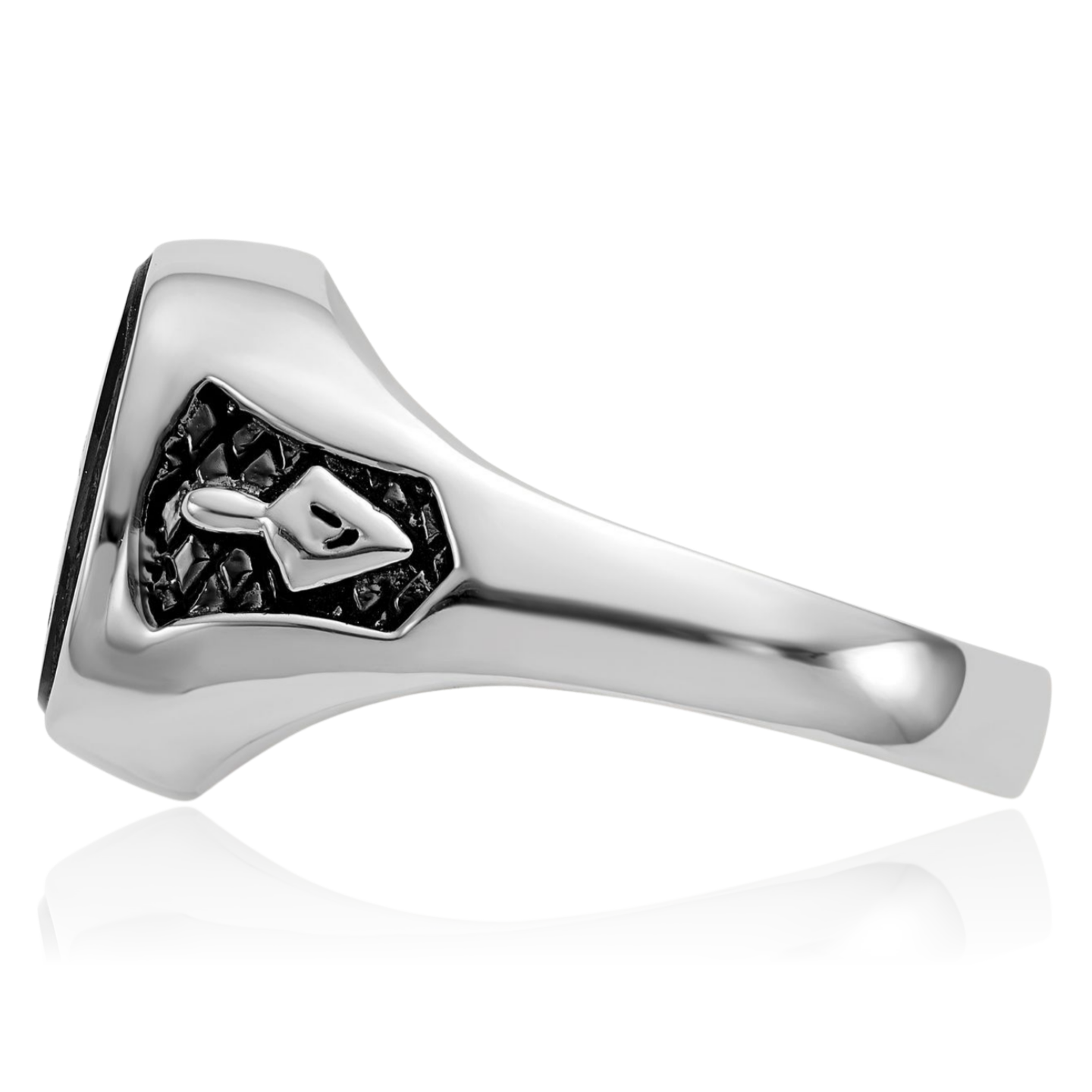 14K Solid White Gold Mens Onyx Masonic Ring - Picture 19 of 120
