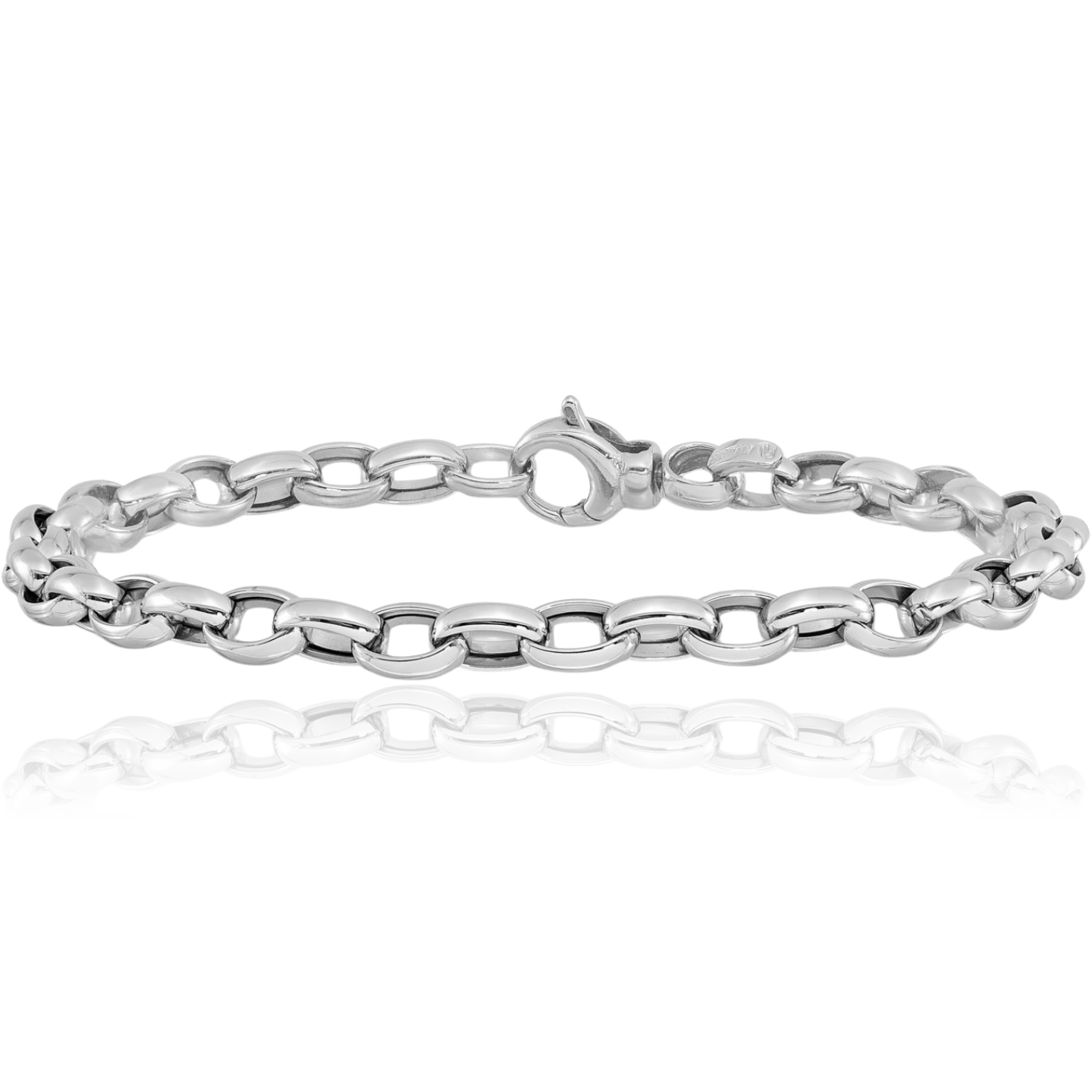 14K Solid White Gold Single Link Charm Bracelet - Picture 8 of 14
