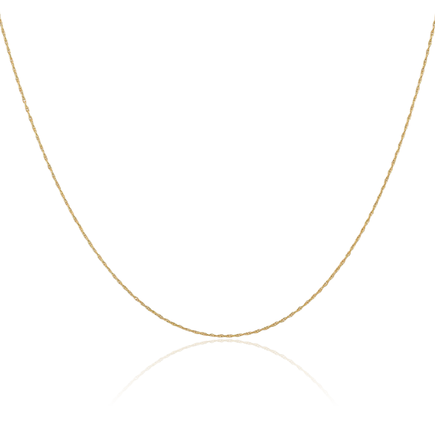 14K Solid Yellow Gold 0.5mm Dainty Rope Cable Chain Necklace Polished