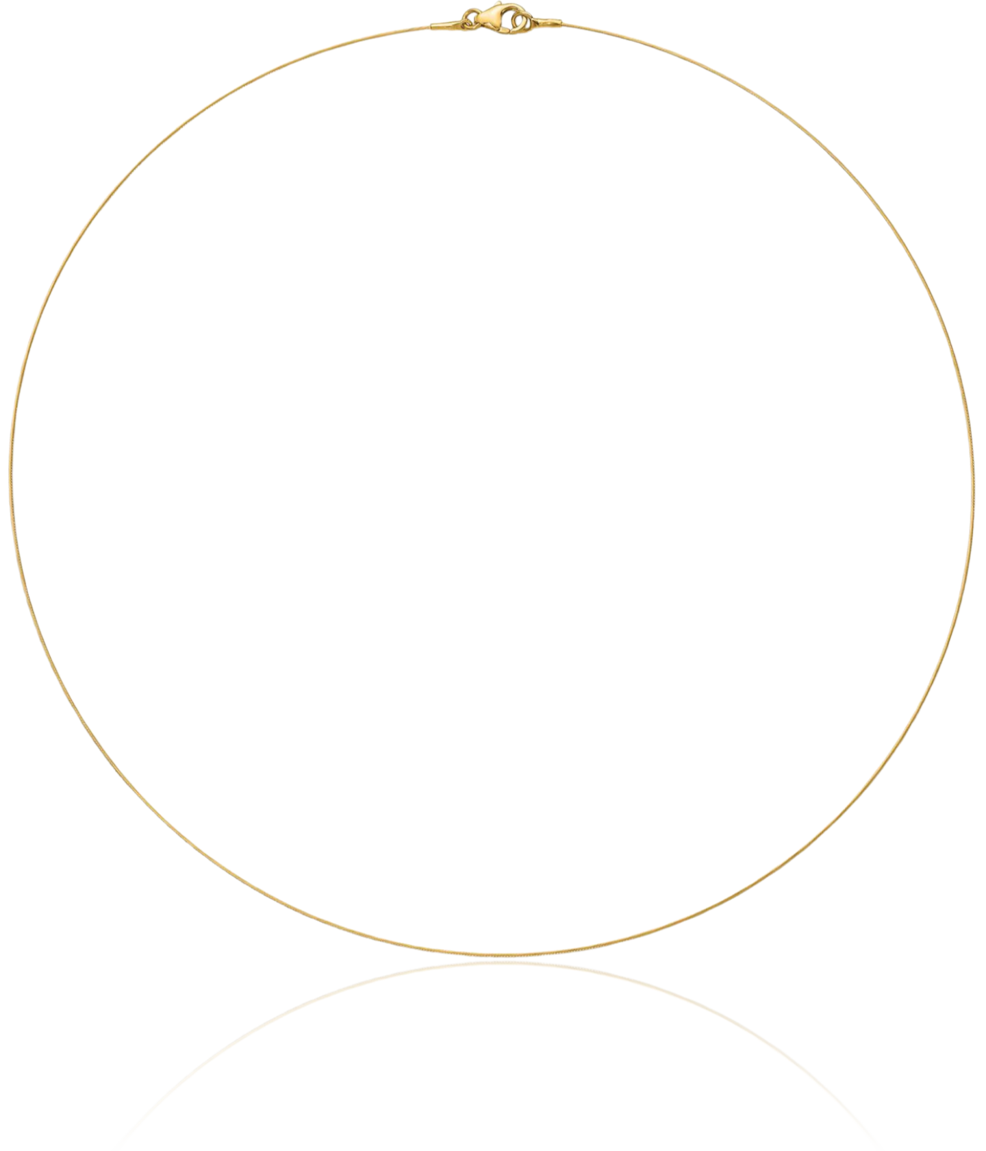 14K Solid Yellow Gold 0.5mm Dainty Collar Wire Choker Omega Chain Necklace