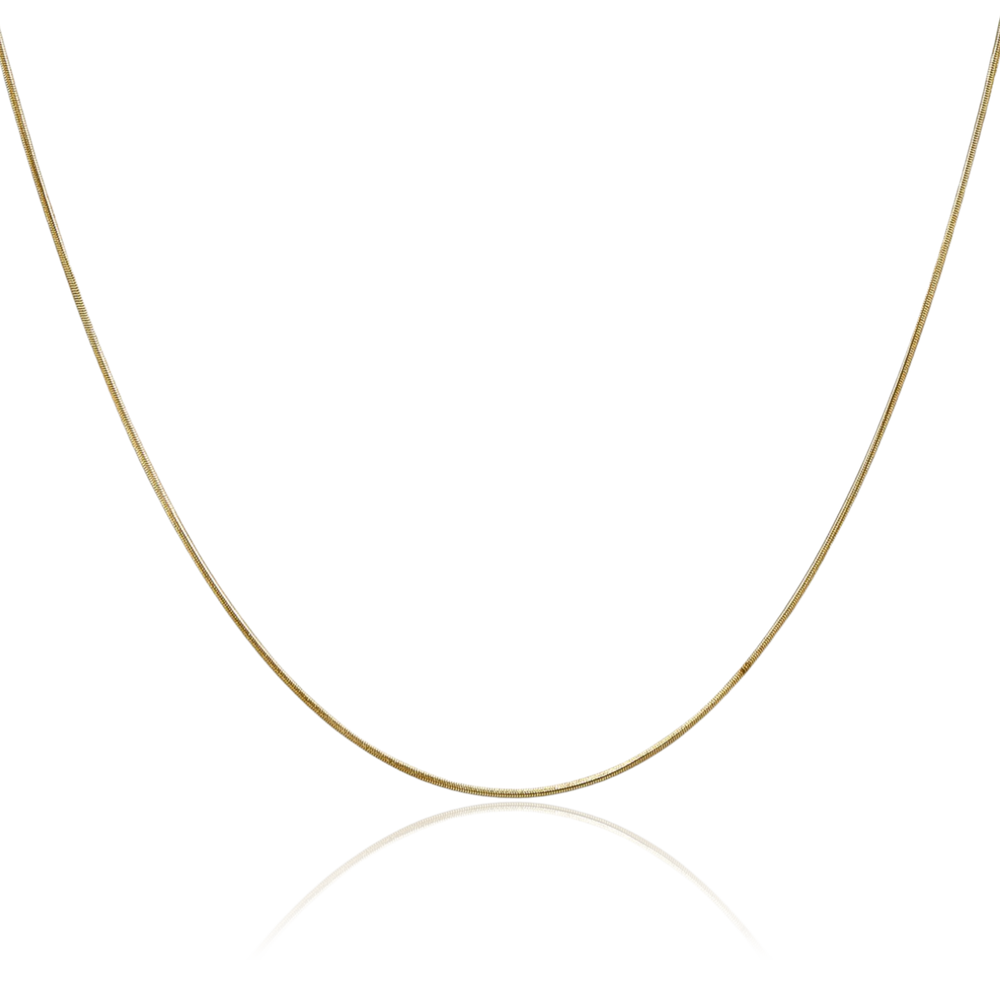 14K Solid Yellow Gold 0.65mm Dainty Round Herringbone Snake Chain Necklace