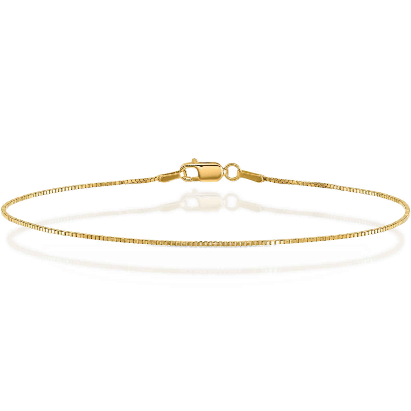 14K Solid Yellow Gold 1.9mm Thin Box Chain Bracelet 7 inch Polished for Women detailed image 3