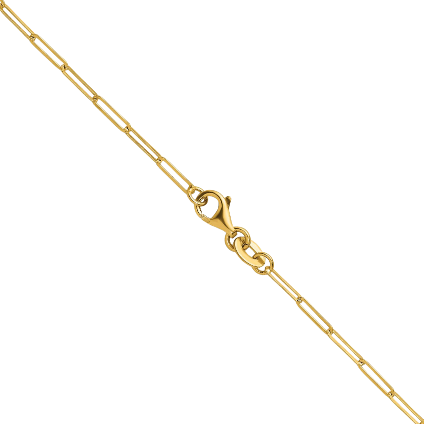 14K Solid Yellow Gold 1.7mm Paperclip Cable Rolo Link Chain Necklace