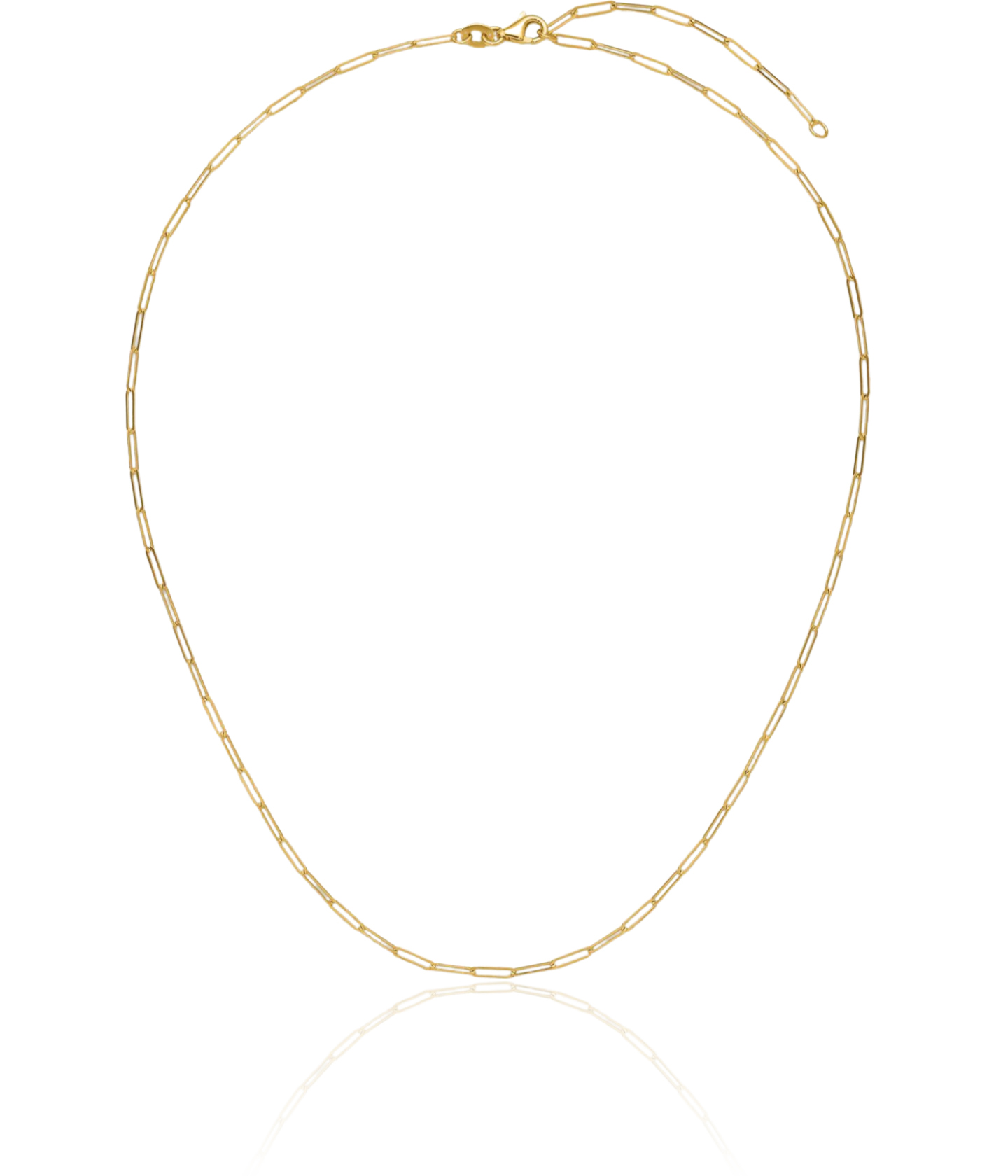 14K Solid Yellow Gold 1.7mm Paperclip Cable Rolo Link Chain Necklace