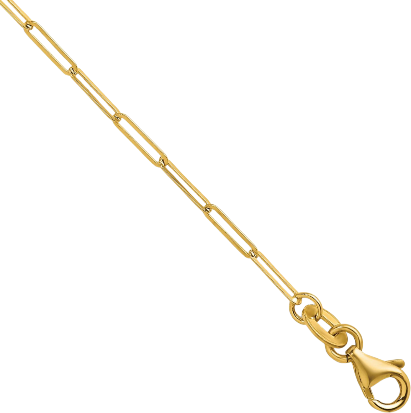 14K Solid Yellow Gold 1.7mm Paperclip Cable Rolo Link Chain Necklace