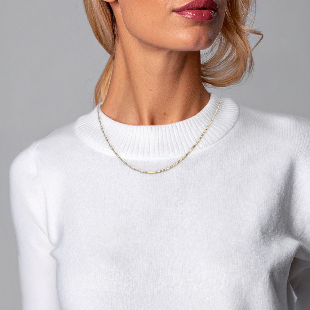 14K Solid Yellow Gold 1.7mm Paperclip Cable Rolo Link Chain Necklace