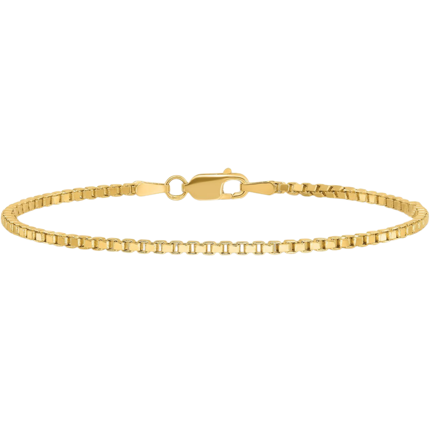 14K Solid Yellow Gold 1.9mm Thin Box Chain Bracelet 7 inch Polished for Women main product image