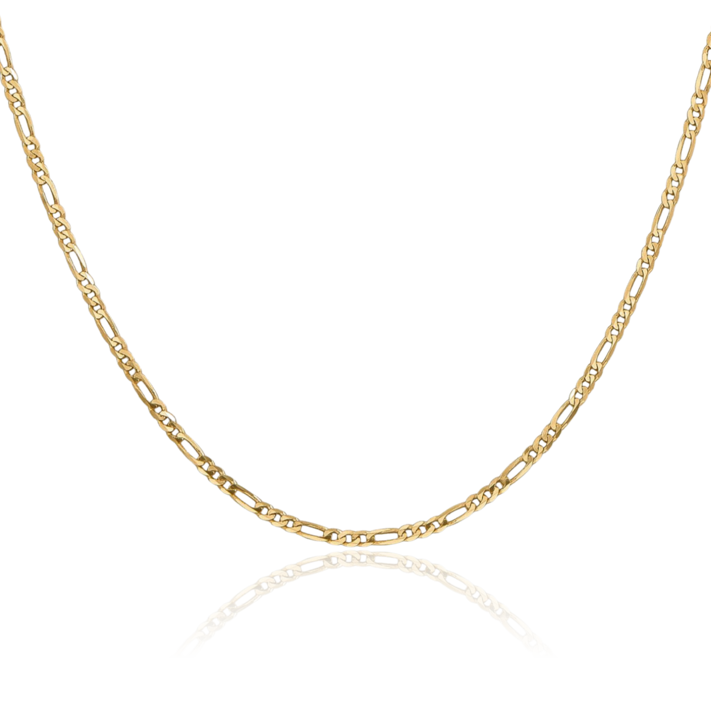 14K Solid Yellow Gold 2.25mm Thin Flat Figaro Chain Necklace 14 inch Polished