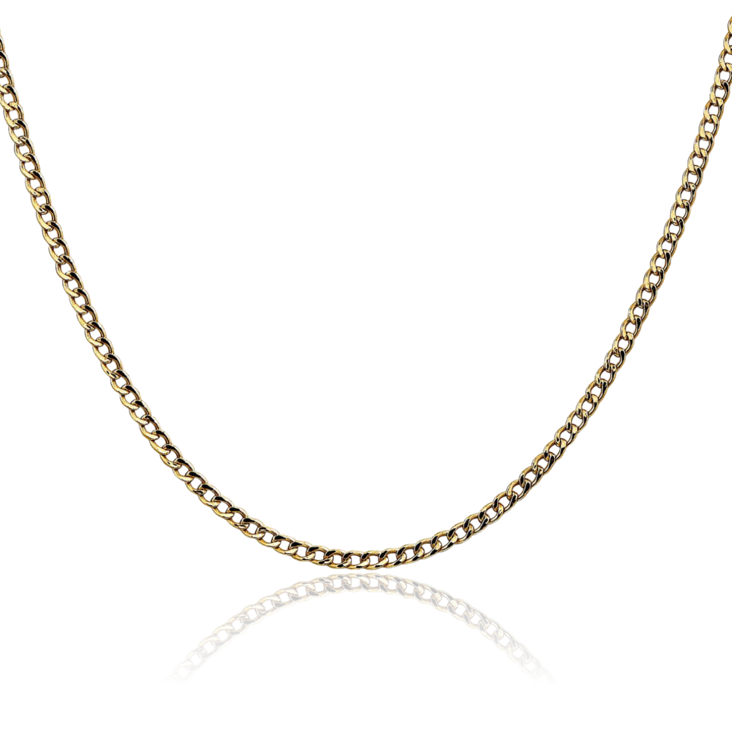 14K Yellow Gold 2.5mm Classic Link Curb Chain Necklace 16 inch Semi-solid,