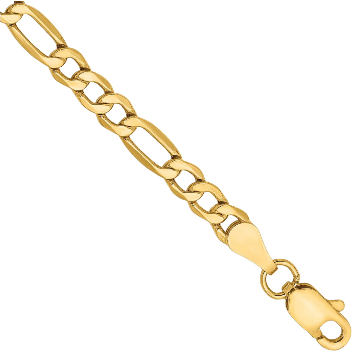 14K Solid Yellow Gold 3.5mm Figaro Link Chain Bracelet - Picture 10 of 30