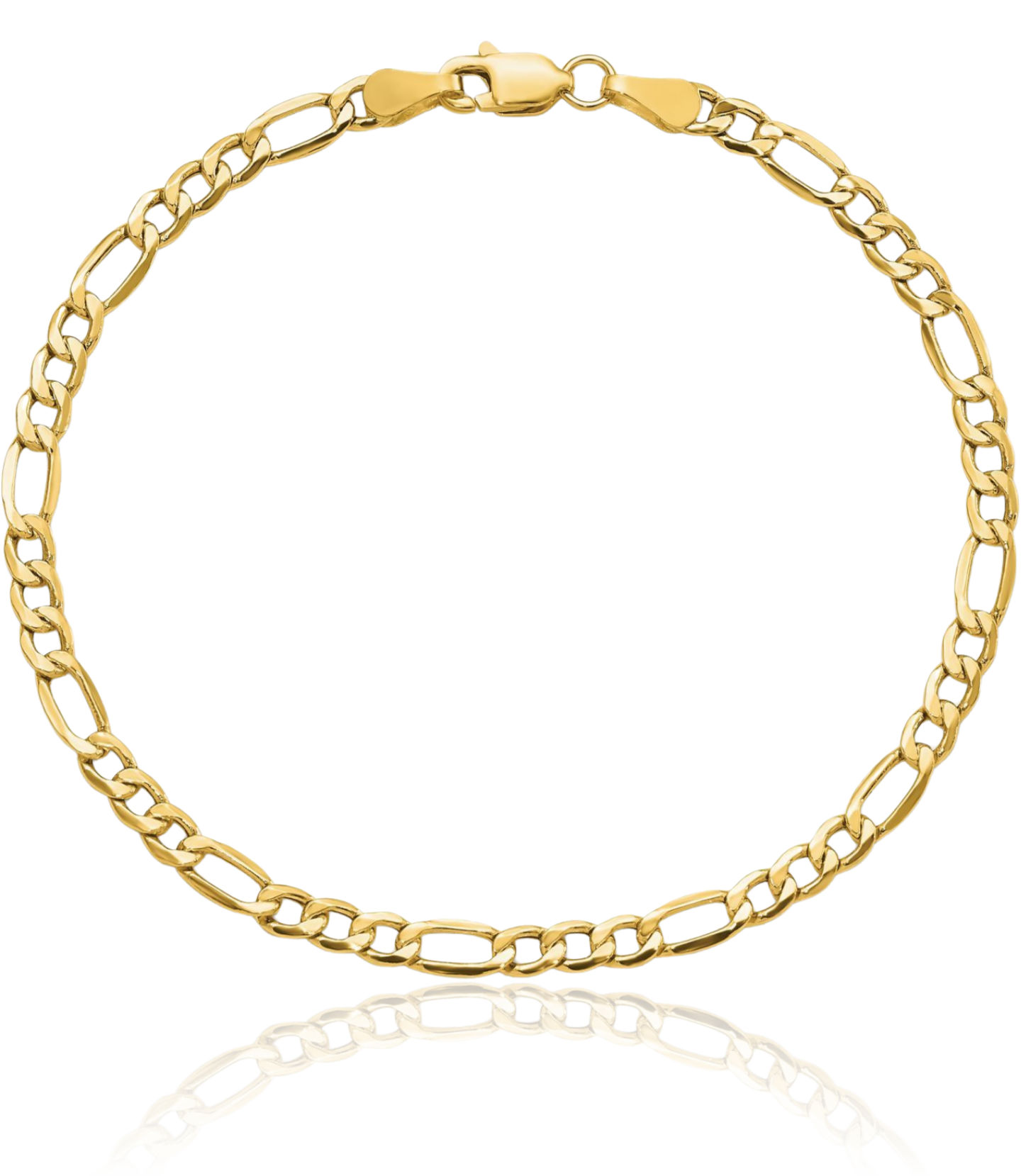 14K Solid Yellow Gold 3.5mm Figaro Link Chain Bracelet - Picture 9 of 30