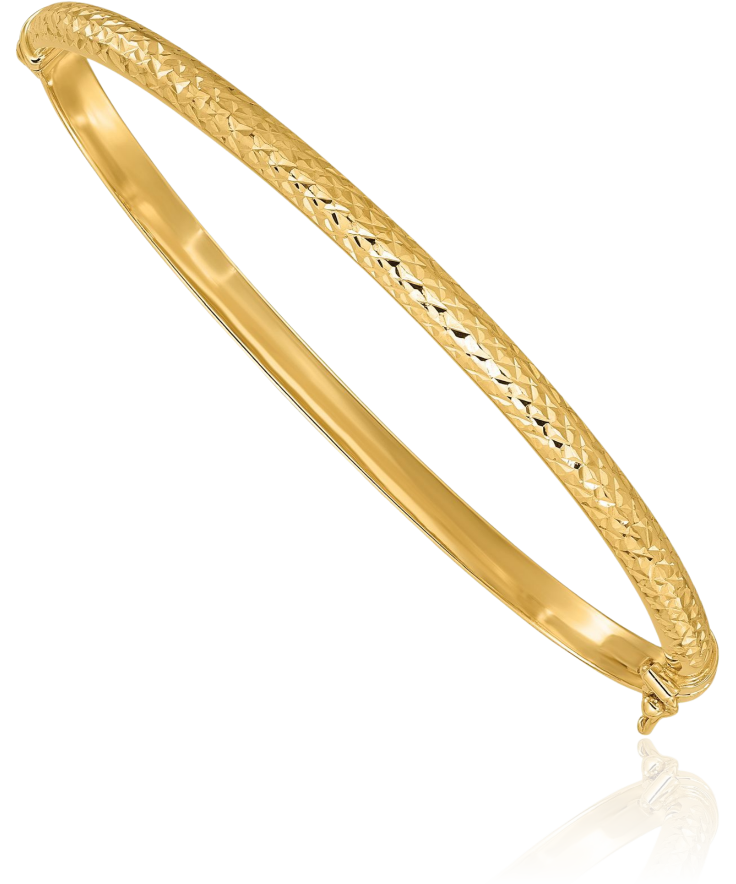 14K Solid Yellow Gold 4mm Hinged Bangle Bracelet